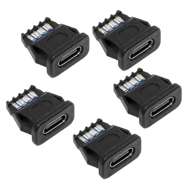 Cablecc 5pcs/Set DC Power 5V/20V DIY OEM Type C Female Socket Connector to 6Pin PCBA Pinout PD IP67（Rectangle Latch Mount Type） - Image 1